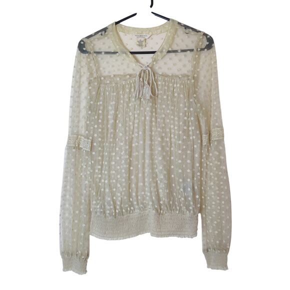 Denim & Supply Ralph Lauren Tops - Denim & Supply Sheer Cream Mesh Polka Dot Romantic Victorian Fairy Blouse Small